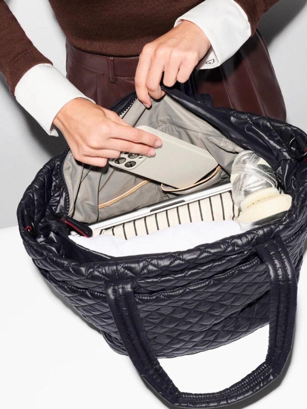 MZ Wallace Black Quilted Tote Bag - Picture 7 of 9